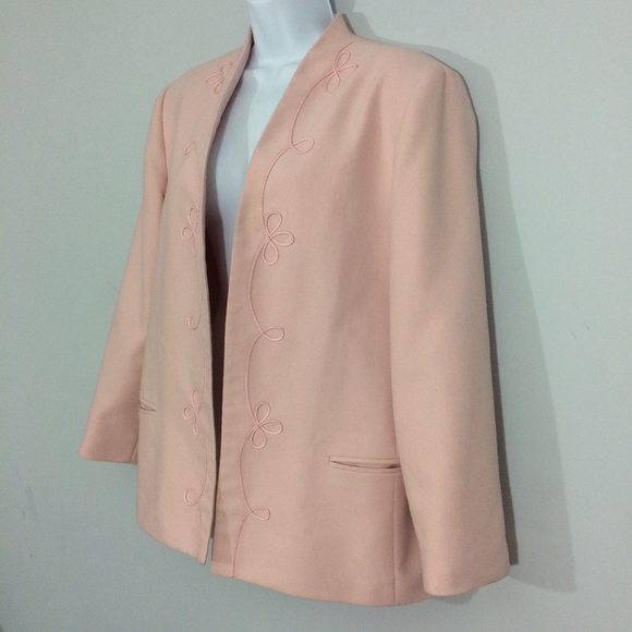 Devon Womens Plus Size 14 Pink Wool Blend Blazer - Picture 2 of 6